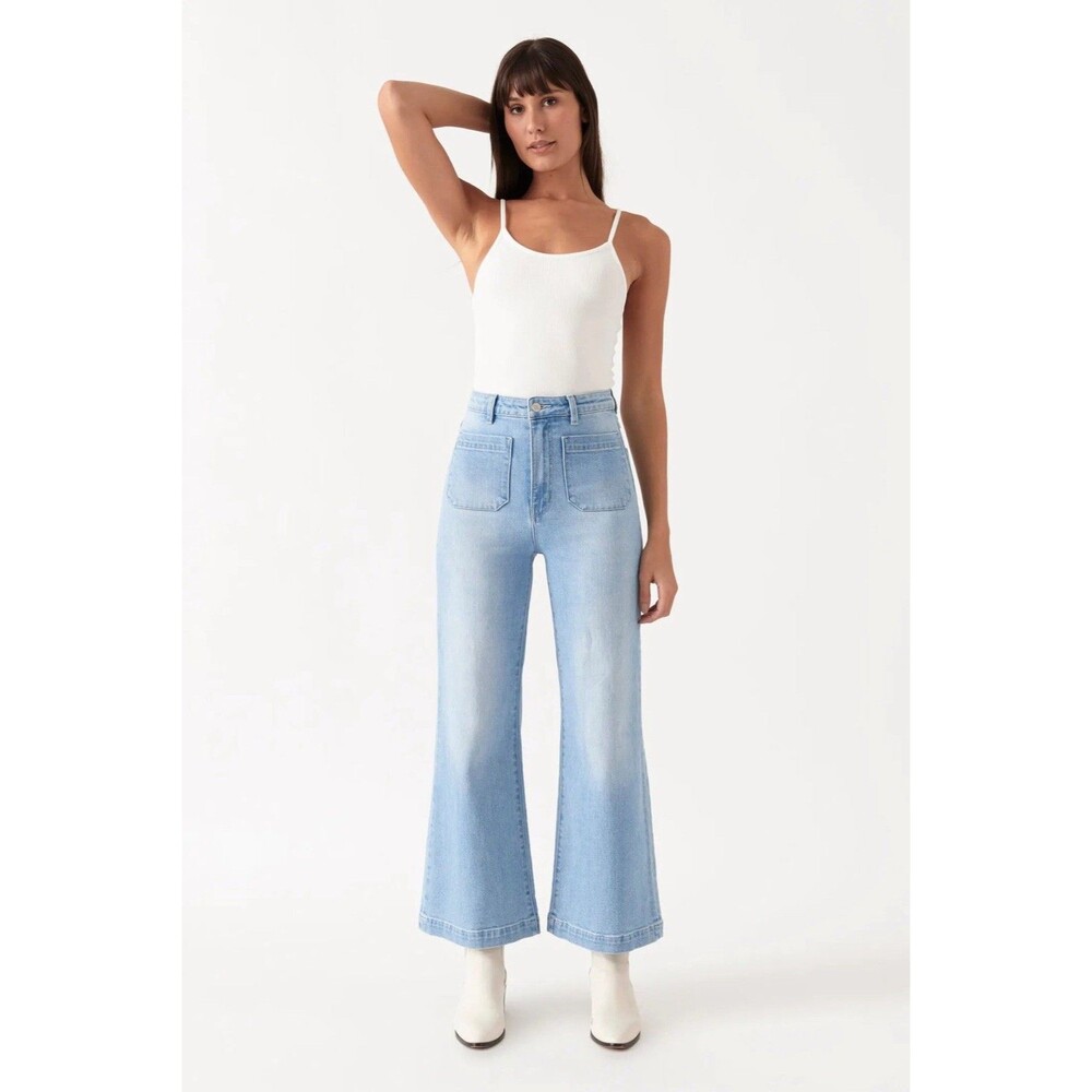 Rollas Womens Jeans Blue Denim High Rise Wide Leg G Day Mate Medium Wash Size 30